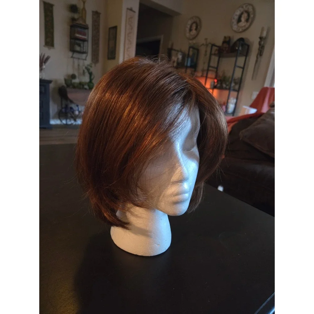 Tony of Beverly Vintage Short Auburn Brown Synthetic Bob Wig Layered Side